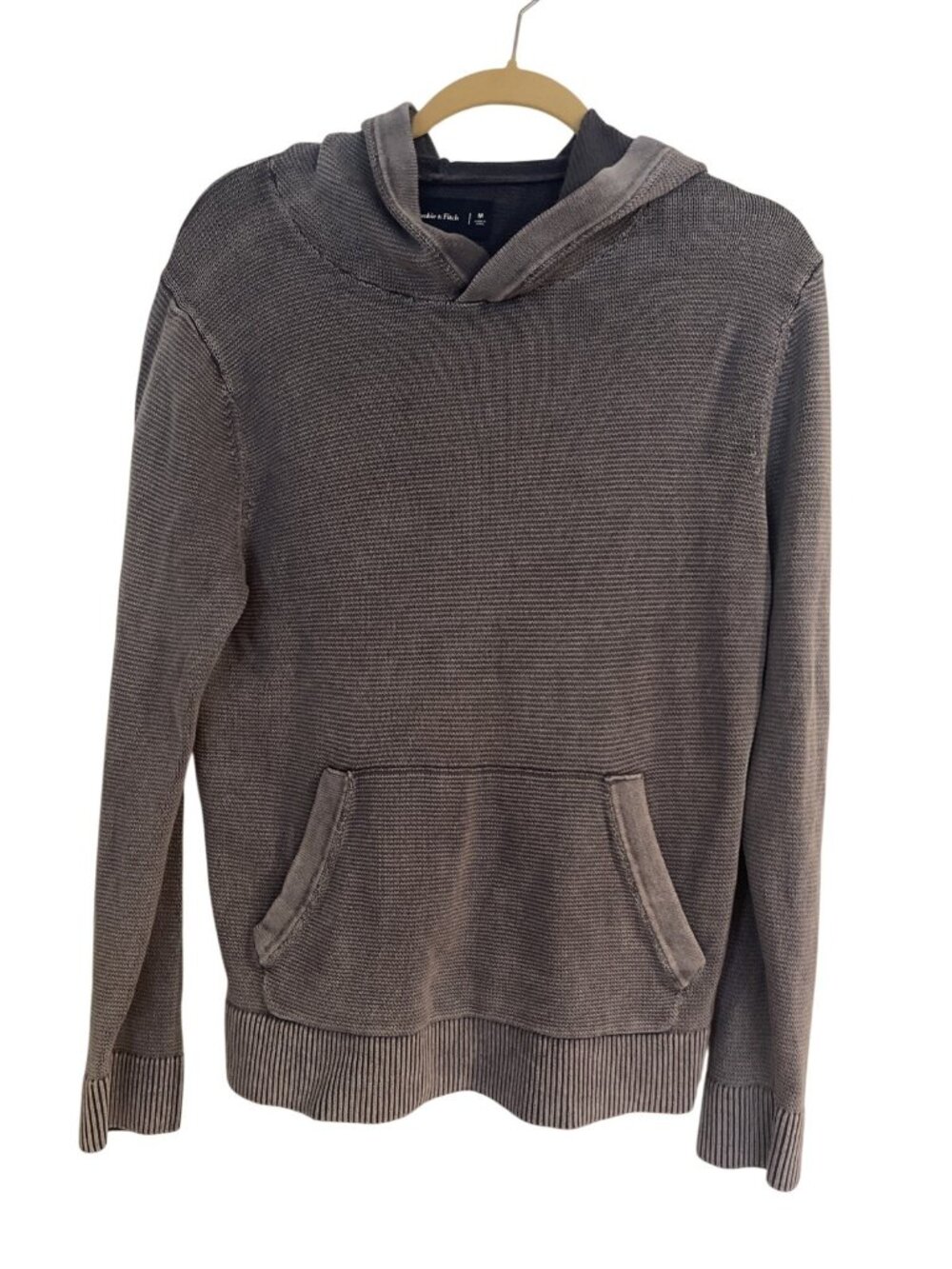 Abercrombie & Fitch Gray Textured Fabric Hoodie Sweater Knit Men's Size M